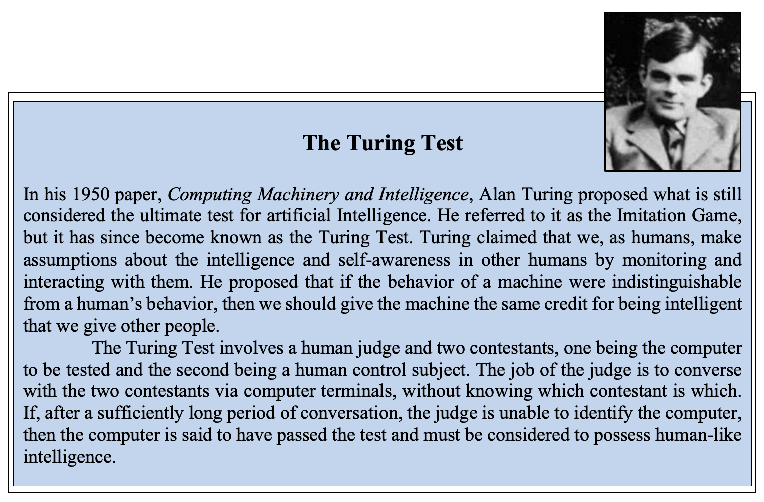 Turing Test for AI.