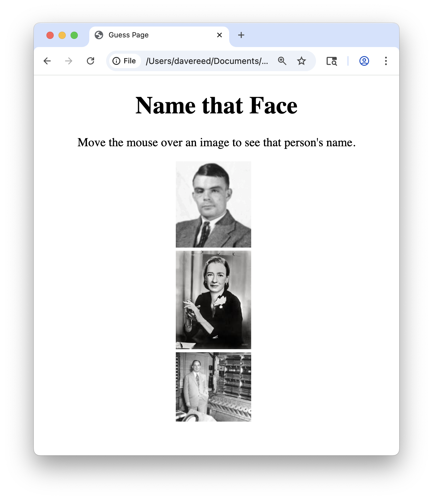 Guess Page Screenshot