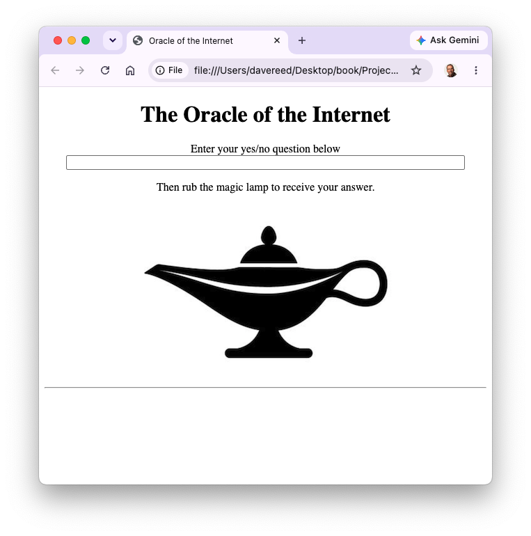 Initial Oracle Page Screenshot