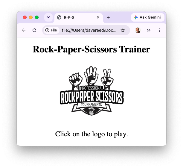 Initial Rock-Paper-Scissors Page Screenshot